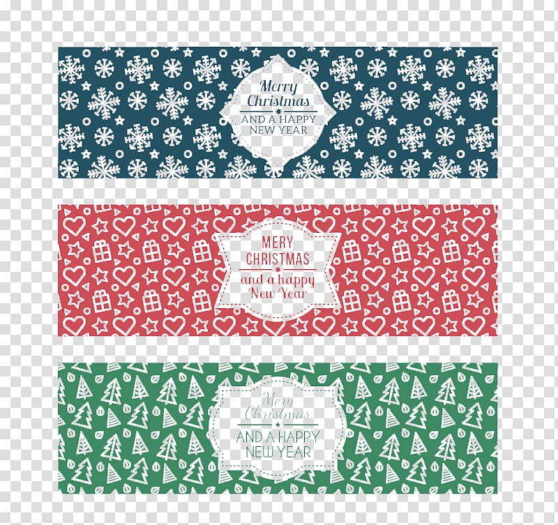 Web banner Christmas Paper New Year, 3 Christmas banner material transparent background PNG clipart
