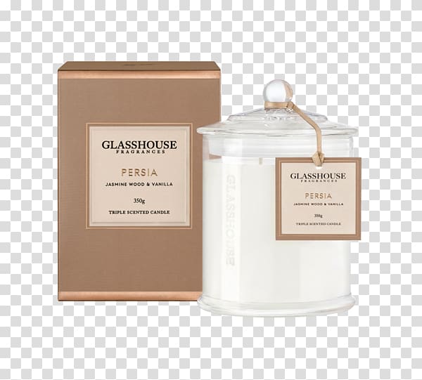 Glasshouse Fragrances Persia Jasmine Wood & Vanilla 350g Glasshouse Candle Perfume Glasshouse Triple Scented Candle, Tahaa (Vanilla Caramel) 350g The Home Fragrance Market, harmful chemicals perfume transparent background PNG clipart