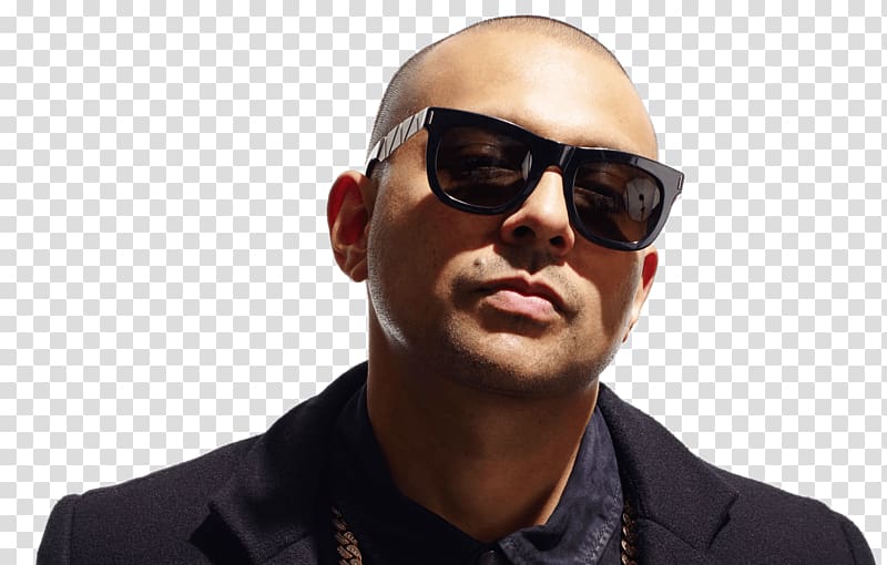 man wearing black Wayfarer-styled sunglasses, Sean Paul Shaven Head transparent background PNG clipart