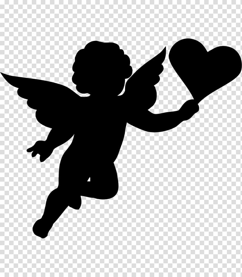 Cherub Cupid Silhouette , angel baby transparent background PNG clipart