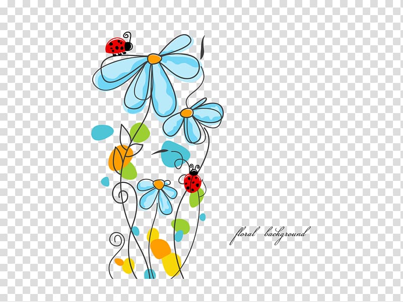 Light Ladybird Douchegordijn Illustration, Abstract flowers free transparent background PNG clipart