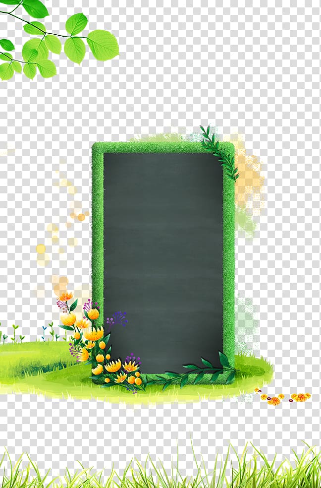 Student Blackboard Learn, Small green chalkboard with flowers transparent background PNG clipart
