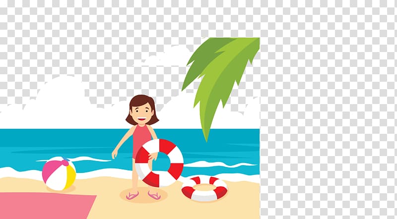 Beach Euclidean Icon, Girl swimming transparent background PNG clipart