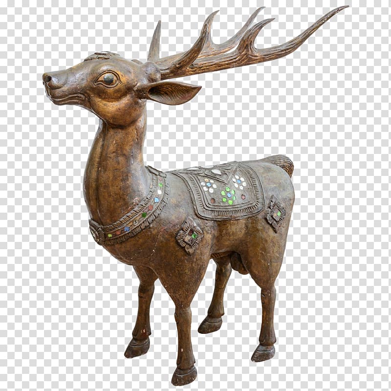 Elk Reindeer Statue, Statue of deer transparent background PNG clipart