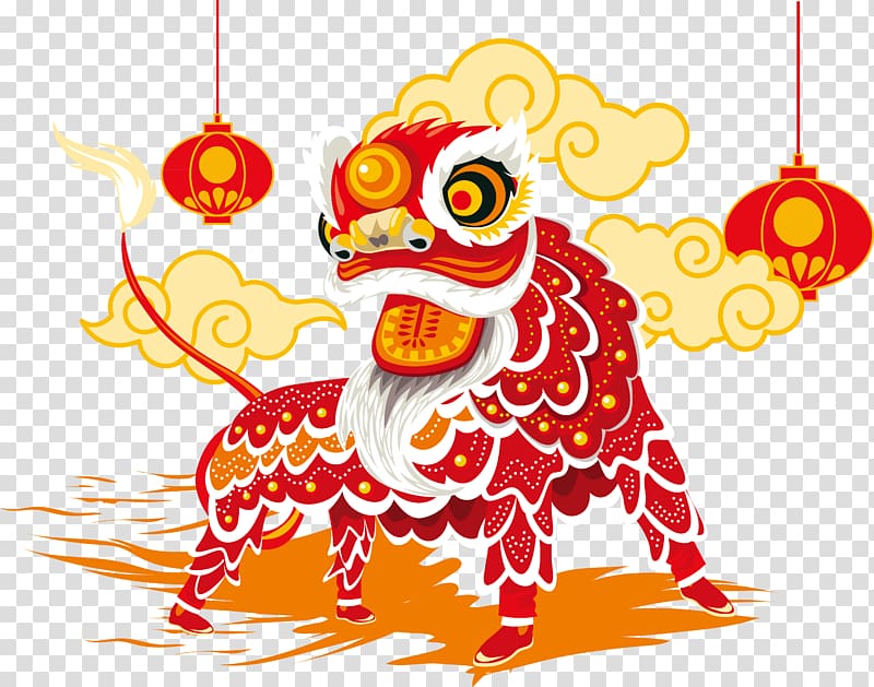 Lion dance Chinese New Year, Lion dance color transparent background PNG clipart