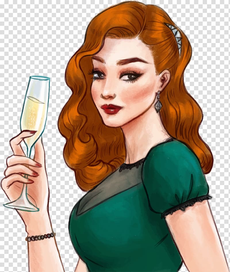 Euclidean Woman Female Vintage clothing, Hand painted graffiti, champagne beauty transparent background PNG clipart