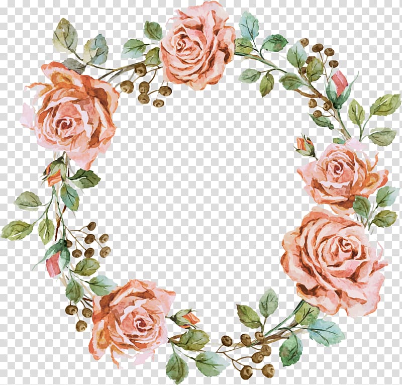 pink floral wreath illustration, Wreath Flower , watercolour floral transparent background PNG clipart