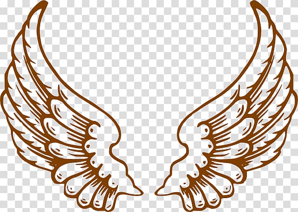 two brown wings illustration, Drawing Angel , Golden Angel transparent background PNG clipart