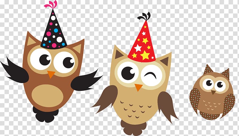 three brown owl illustration, Little Owl Birthday Euclidean , owl transparent background PNG clipart