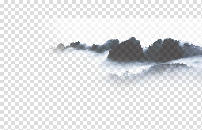 mountains covered with snow, Shan shui Ink wash painting Chinoiserie Poster Fukei, Misty mountain transparent background PNG clipart