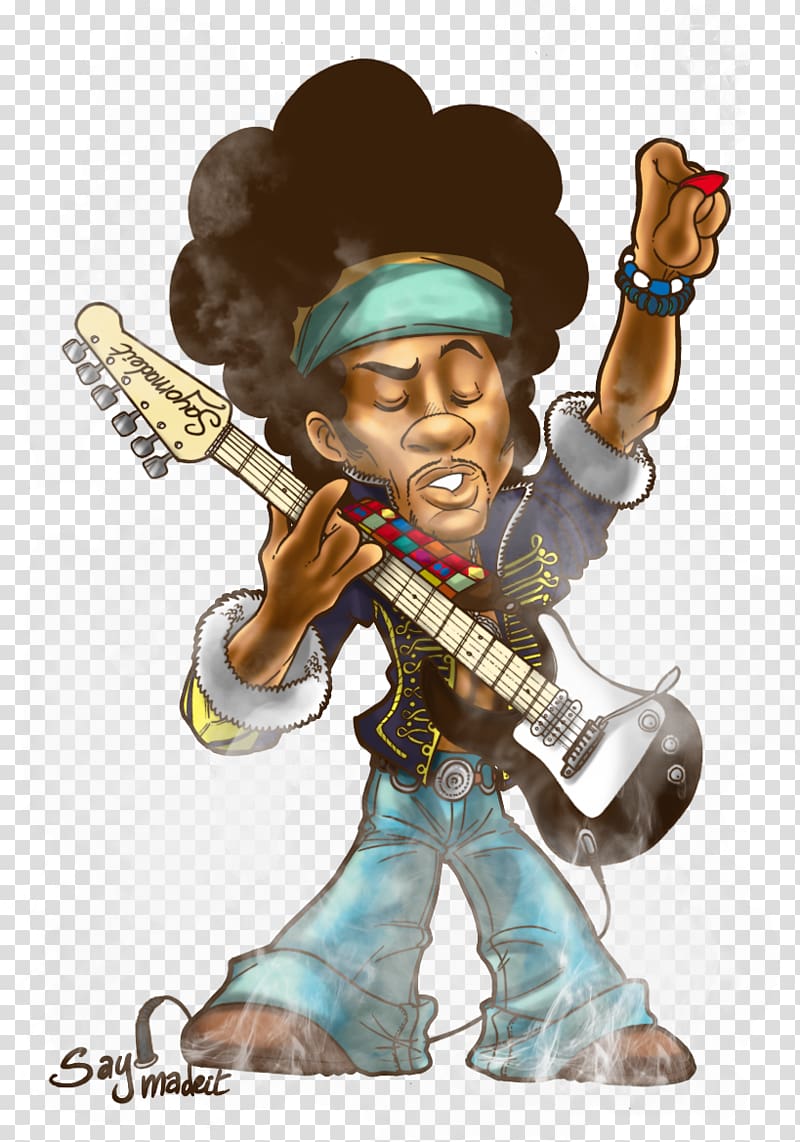 Chibi Guitarist Caricature Fan art Singer, Jimi Hendrix transparent background PNG clipart