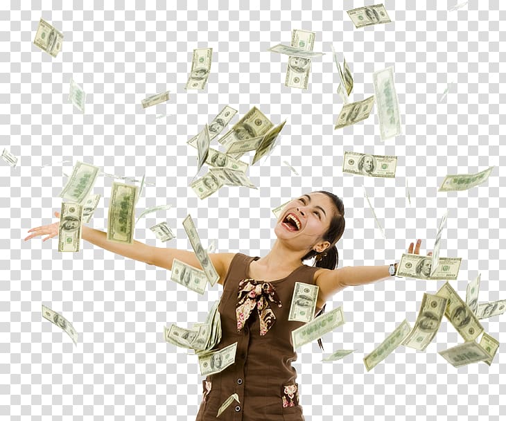 Money Woman, falling money transparent background PNG clipart