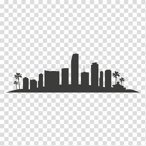 silhouette of high-rise buildings , Miami Skyline Silhouette Drawing, los angeles transparent background PNG clipart