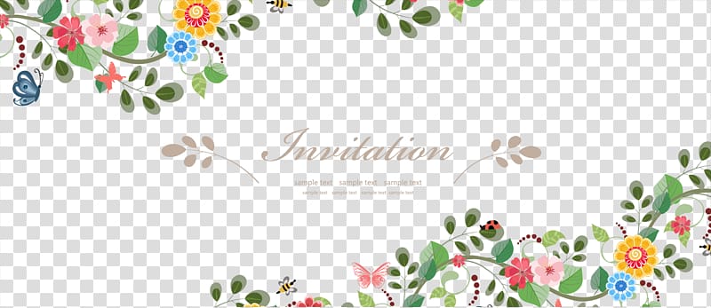 Wedding invitation Flower Euclidean , fresh flowers border material, Imitation floral illustration transparent background PNG clipart