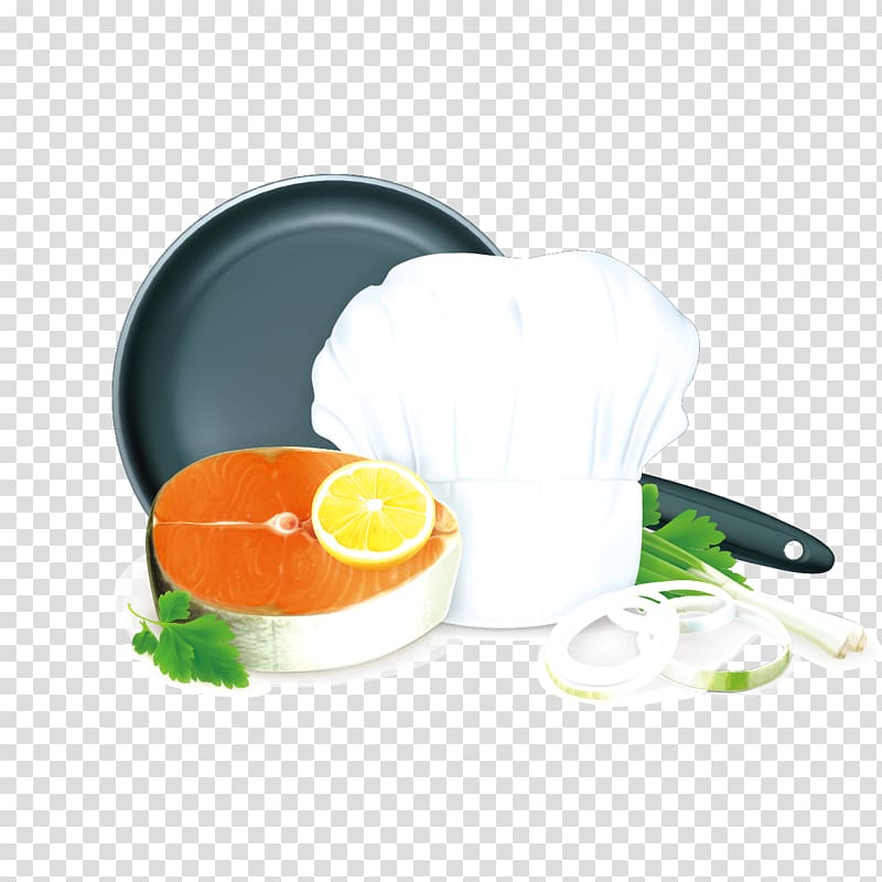 Fish steak Raw foodism Cooking, Meat and vegetables frying pan transparent background PNG clipart