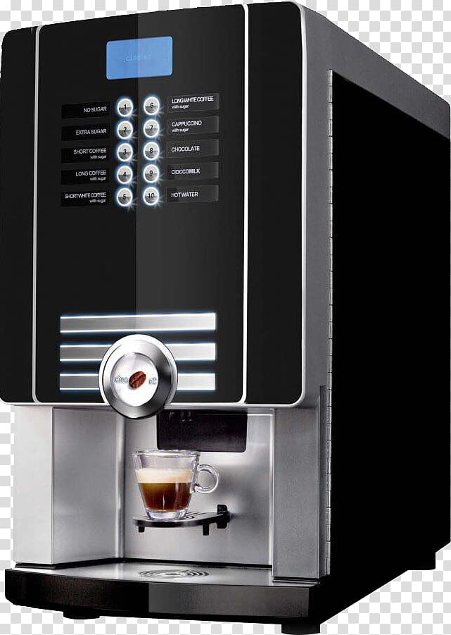 Espresso Machines Coffee Latte Cappuccino, coffee bean dispenser display transparent background PNG clipart