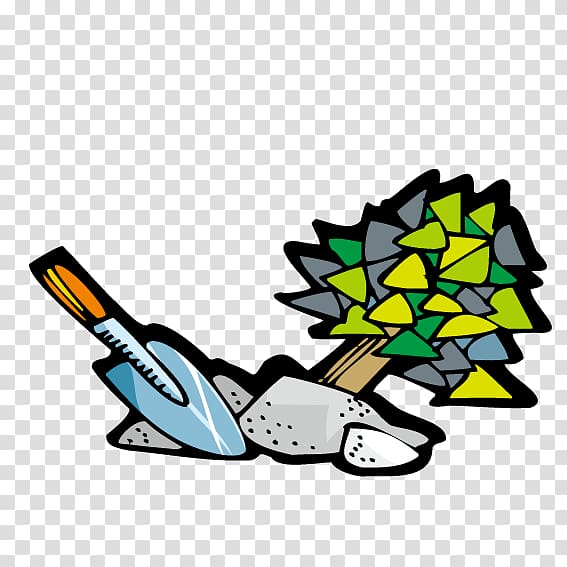Tree Shovel Euclidean Illustration, With a shovel digging up tree transparent background PNG clipart