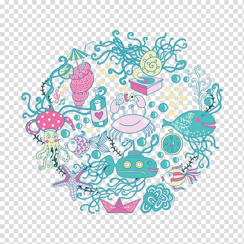 Jellyfish Marine biology Drawing, Cartoon sea biological transparent background PNG clipart