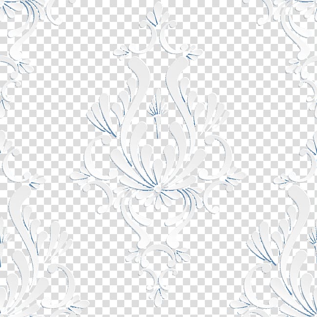white and brown floral , Black and white Pattern, Continental carving patterns transparent background PNG clipart