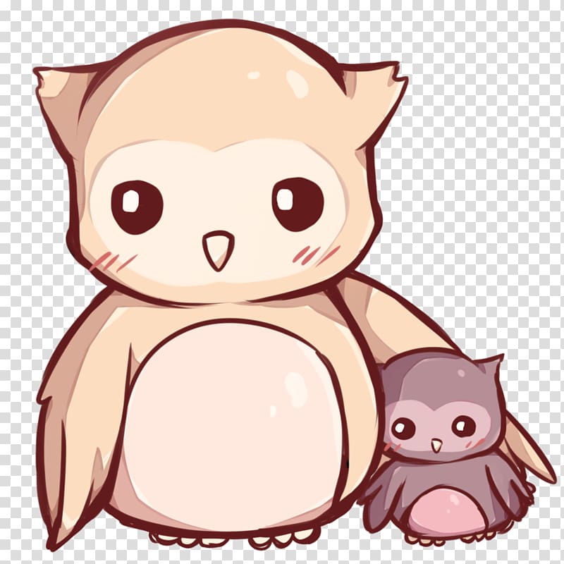 two owls illustration, Owl Drawing Kavaii Cuteness , kawaii transparent background PNG clipart