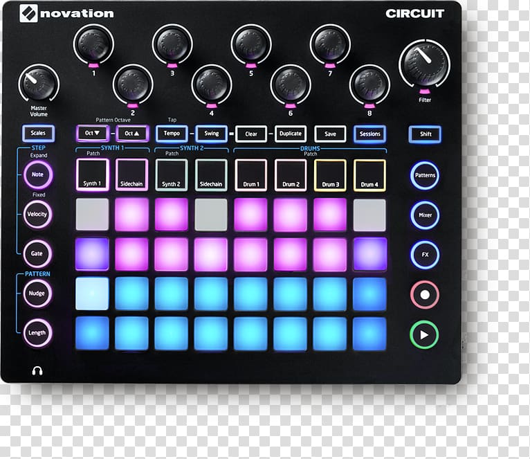 Novation Digital Music Systems Sound Synthesizers Groovebox Drum machine Ableton Live, being beat up by roommates transparent background PNG clipart