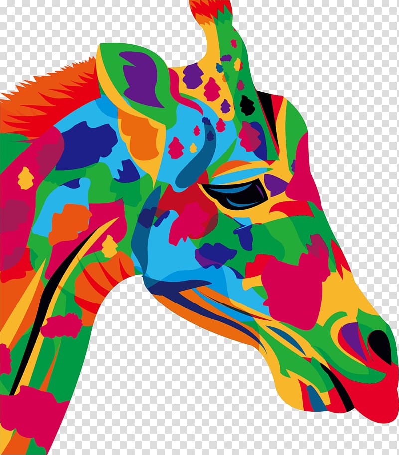 Drawing Illustration, Color graffiti horse head transparent background PNG clipart