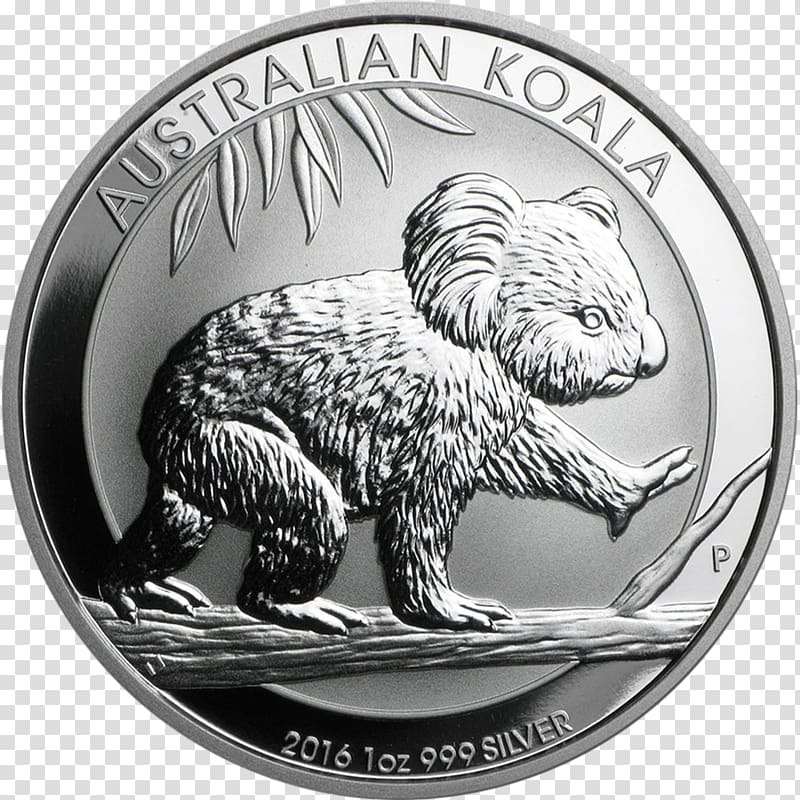 Perth Mint Platinum Koala Bullion coin Silver coin, koala transparent background PNG clipart