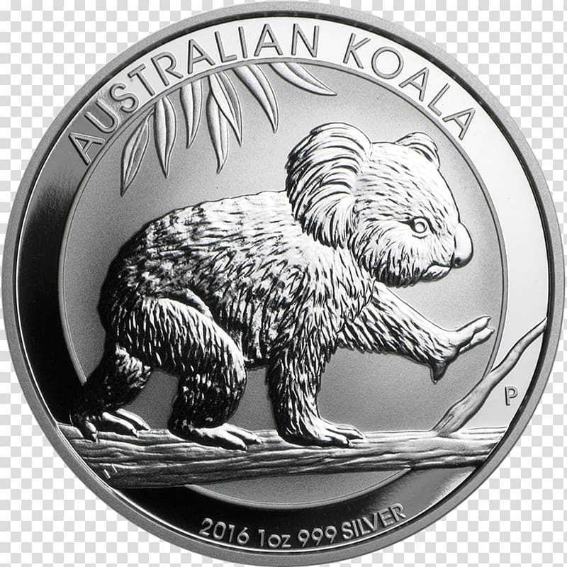 Perth Mint Platinum Koala Bullion coin Silver, silver coin transparent background PNG clipart