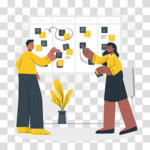 illustration, Scrum board, process, teamwork, work, management, organize, planning, project, task transparent background PNG clipart thumbnail