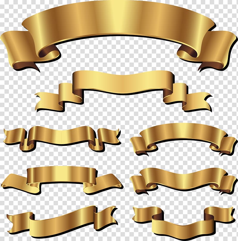 gold ribbon lot clip a, Ribbon Metal, Ribbon transparent background PNG clipart