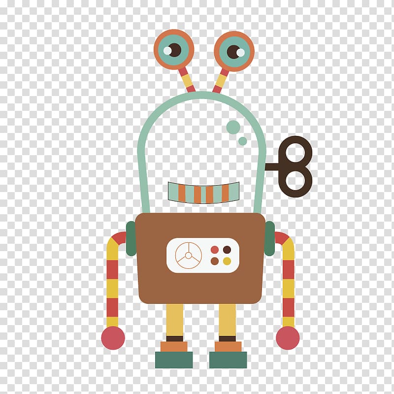 Robot Cartoon Euclidean Illustration, Brown Clockwork Robot transparent background PNG clipart