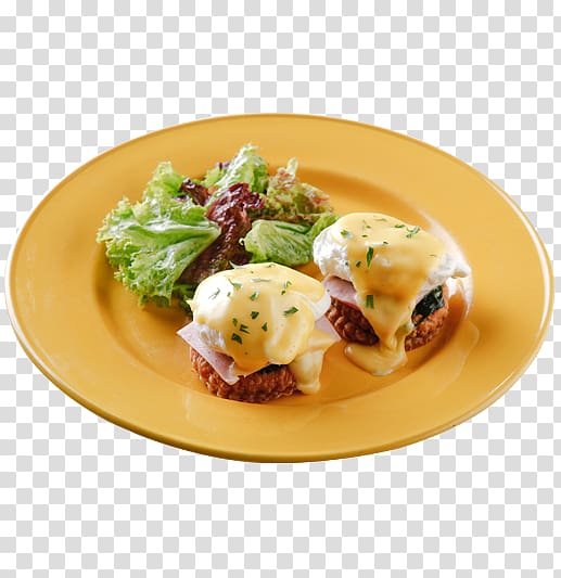 Breakfast Eggs Benedict Vegetarian cuisine Hollandaise sauce Cafe, breakfast transparent background PNG clipart