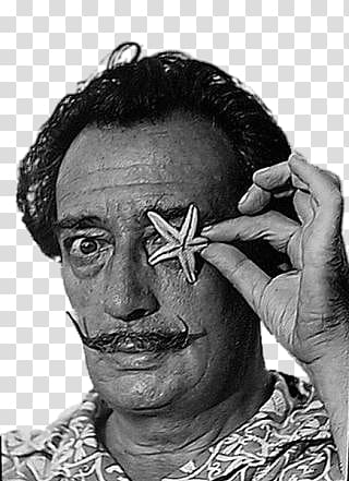 man placing starfish on his eye, Salvador Dali Holding Seastar transparent background PNG clipart