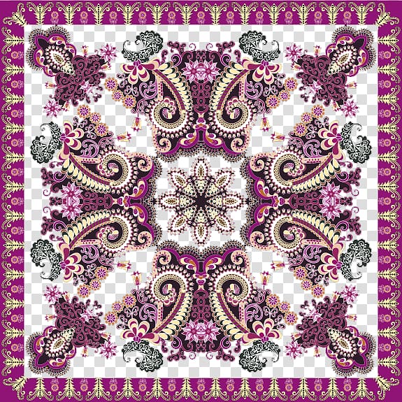 multicolored paisley pattern illustration, Paisley Textile, Purple peacock element Carpet transparent background PNG clipart