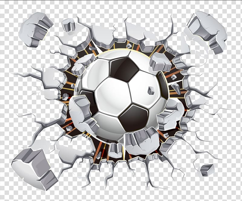 Wall decal Sticker Vinyl group Football, football, soccer ball breaking wall transparent background PNG clipart