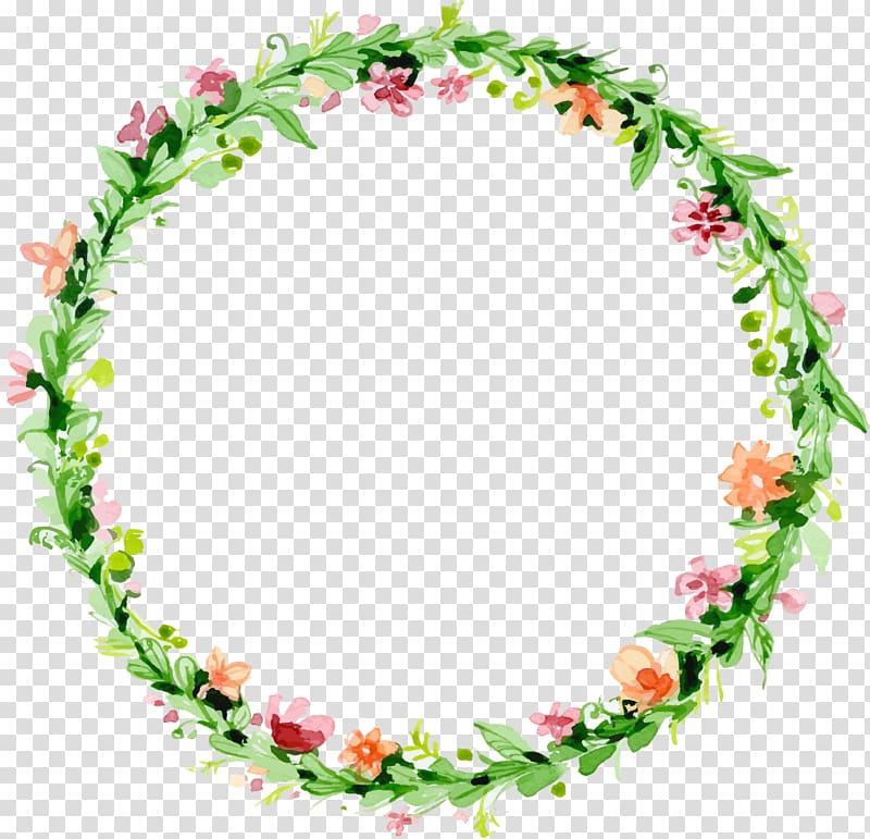 round green and red flowers border, Wedding invitation Flower, green garland transparent background PNG clipart