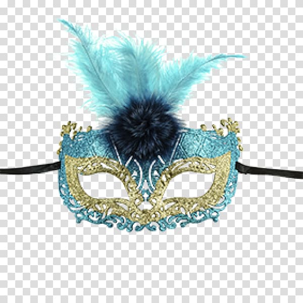Venice Carnival Domino mask Venetian Turquoise, floating yarn transparent background PNG clipart