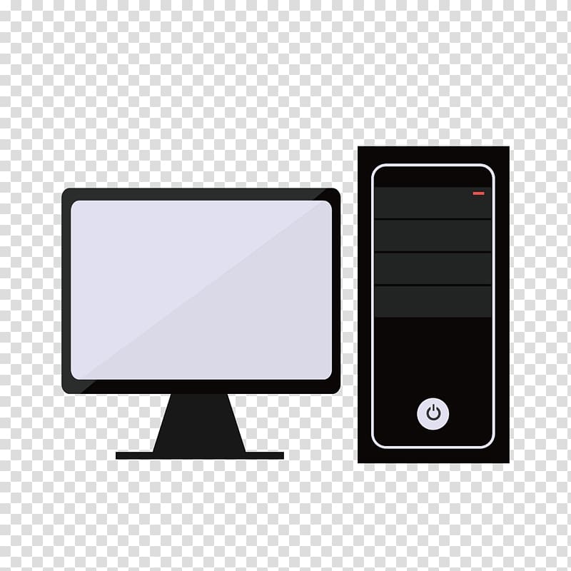 black computer tower and flat screen monitor illustration, Laptop Output device Consumer electronics, Desktop PC transparent background PNG clipart