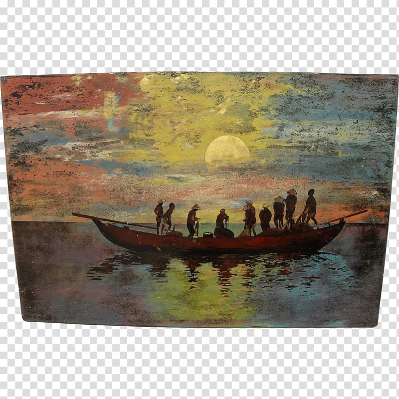 Painting Sampan Art Boat, painting transparent background PNG clipart