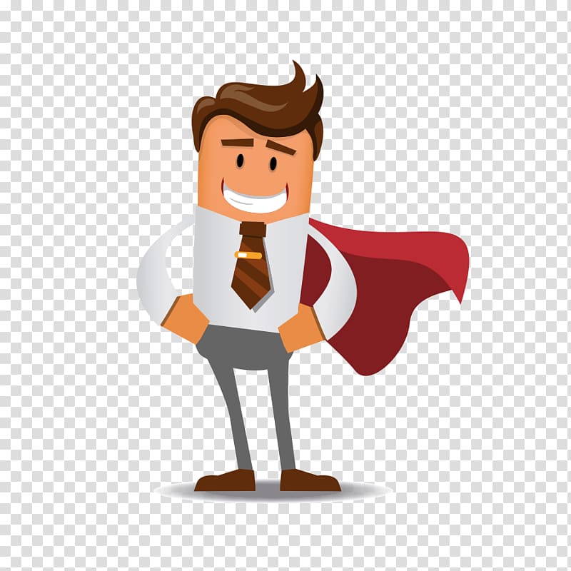man smiling wearing white dress shirt and red cape illustration, Cartoon Finger Thumb , EMPLOYEE transparent background PNG clipart
