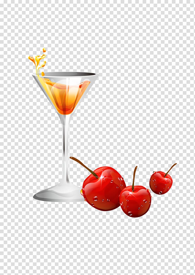 Cocktail garnish Rose Cherry , Glass of cherry juice transparent background PNG clipart