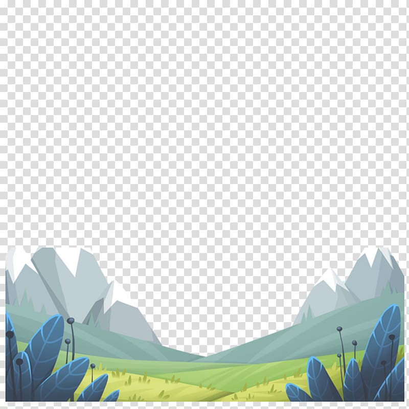 green grass field and gray mountains illustration, Green Meadow Mountain, Green green show mountains and lovely grass transparent background PNG clipart