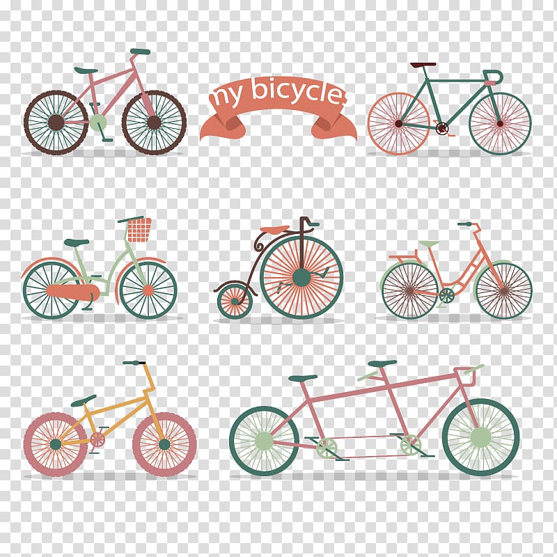 Tandem bicycle Cycling, Creative hand-painted bicycle transparent background PNG clipart