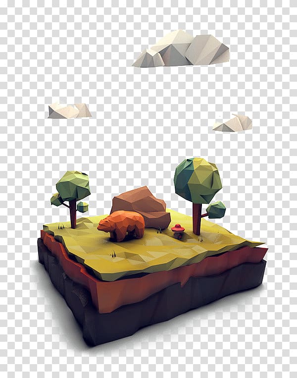Low poly 3D computer graphics Polygon Art Illustration, Mountain perspective tree transparent background PNG clipart
