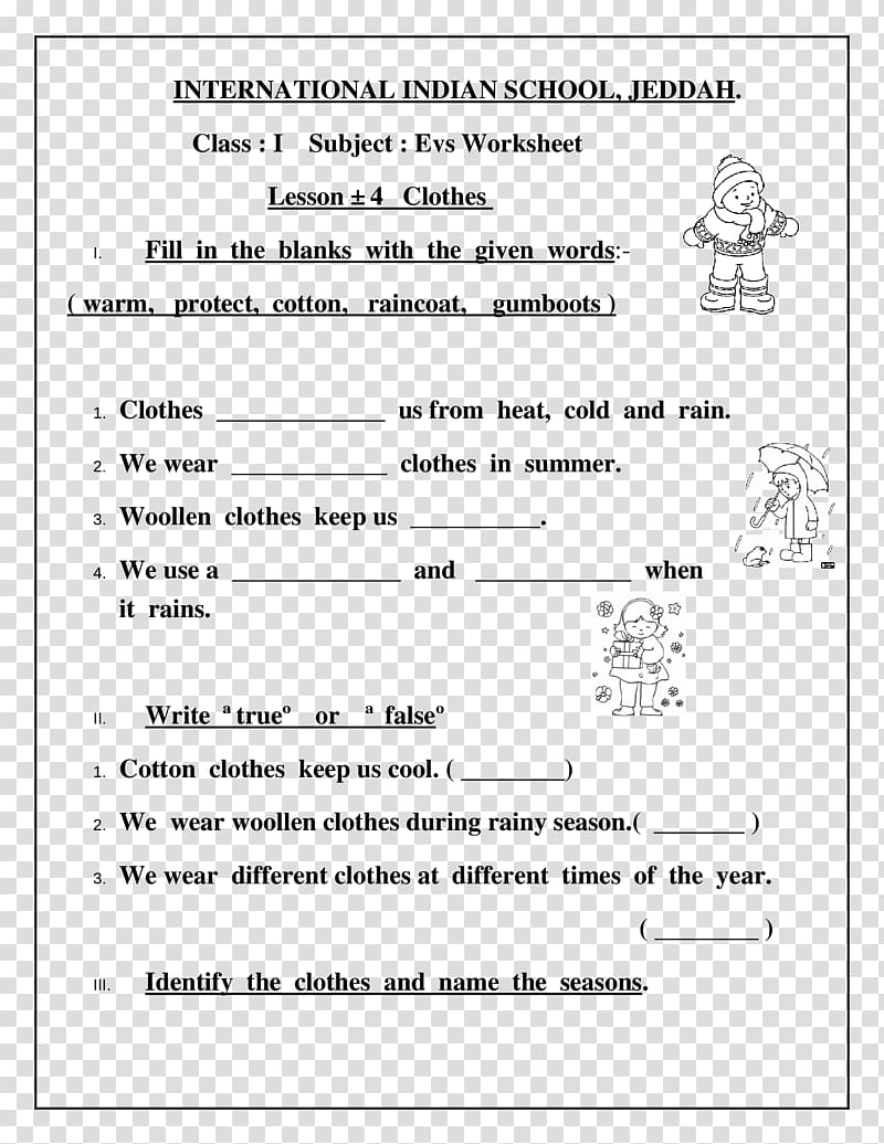 Worksheet Clothing Class First grade Lesson, Grade 1 transparent background PNG clipart