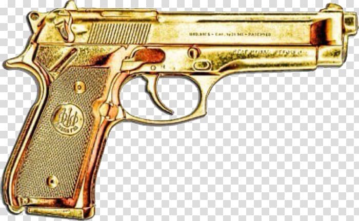 Gold plating Pistol Weapon Handgun, gold transparent background PNG clipart