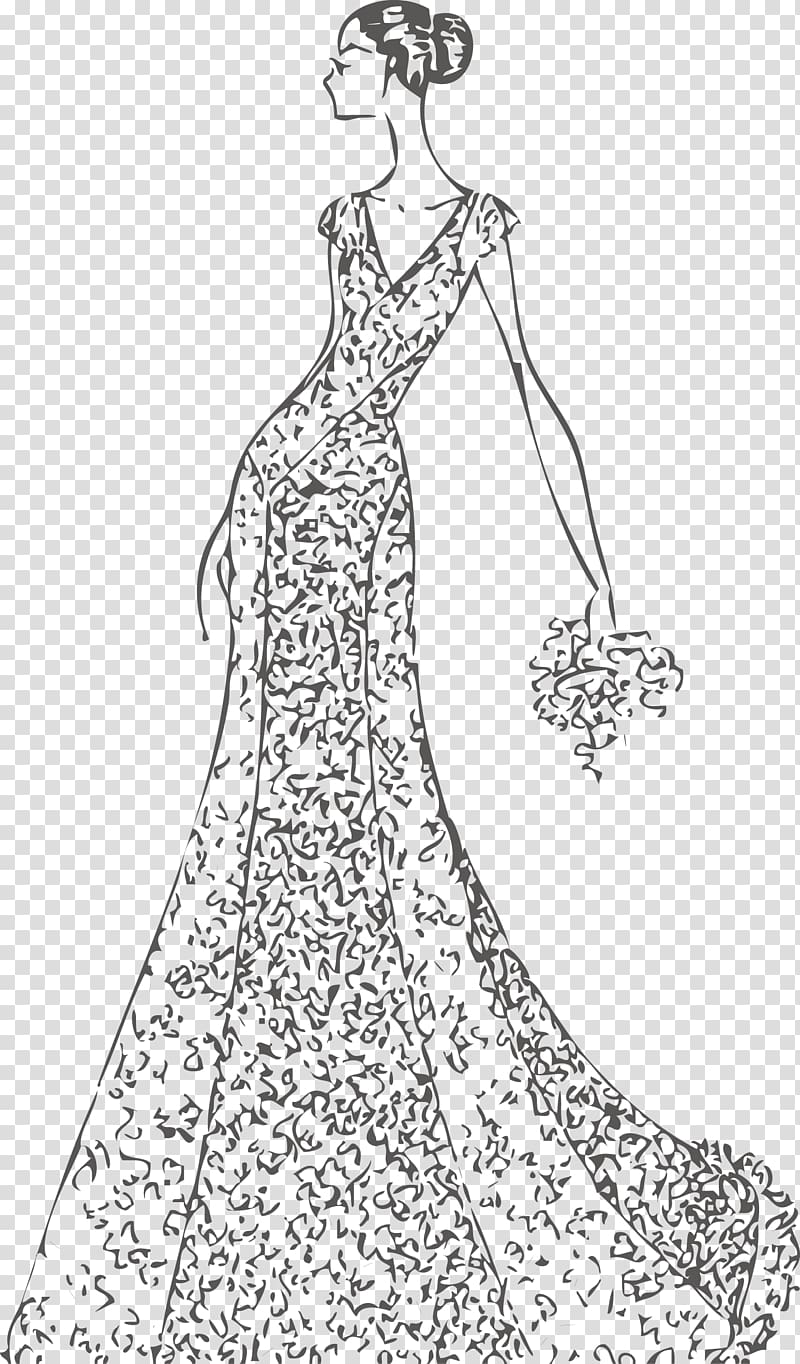 woman in gown illustration, Contemporary Western wedding dress Fashion Bride, beautiful bride beautiful wedding transparent background PNG clipart
