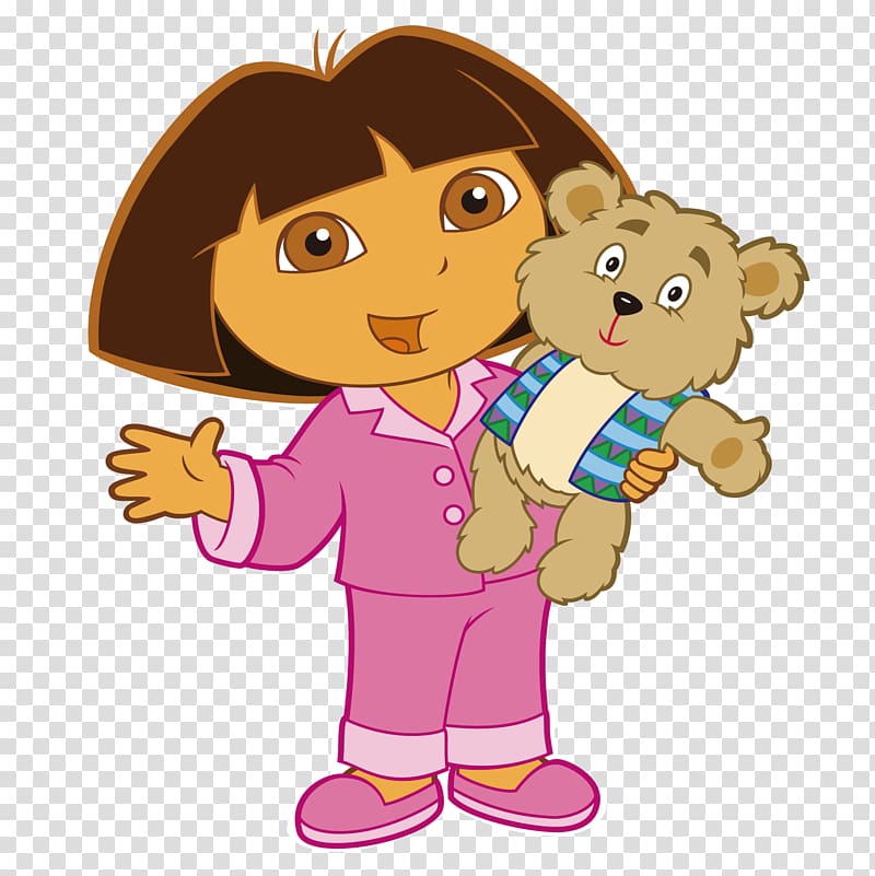 Cartoon Animation Dora the Explorer Theme, Holding the girl holding the bear transparent background PNG clipart