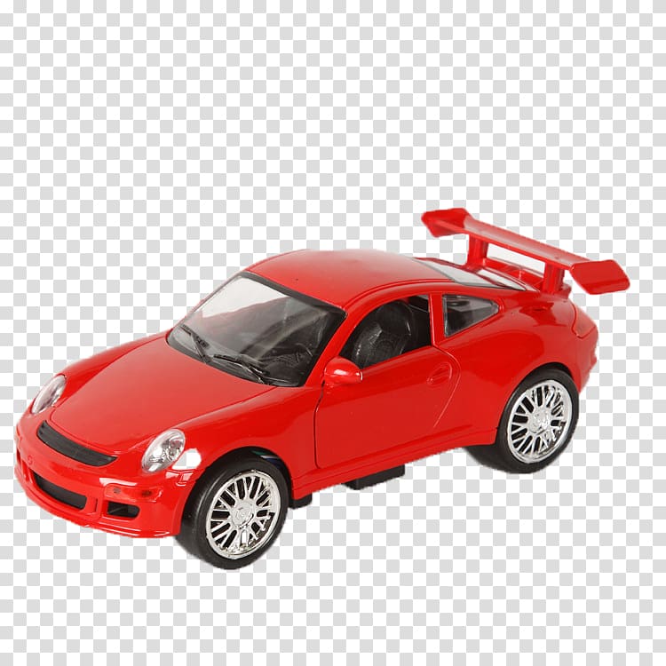 Model car Toy Sports car, Red toy car transparent background PNG clipart