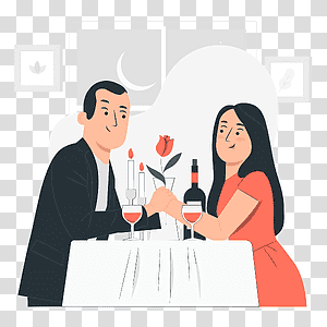 illustration, Valentine's Day dinner, couple, love, celebration, drink, restaurant, event, night transparent background PNG clipart thumbnail